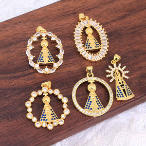 CZ8628 18k Gold Plated CZ Virgin Mary Virgen <strong>De</strong> La Caridad Del Cobre Our Lady of Charity Pendants Religious <strong>Jewelry</strong> <strong>Supplies</strong> - Product Image 2