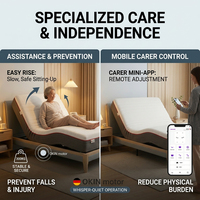 Cama Eléctrica Ajustable con Control Remoto por Aplicación, Memoria de Posición, Temporizador, Colchón de Espuma, Fabricación OEM, Cuidado de Personas Mayores