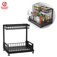 Organisateur de cuisine professionnel : Étagère métallique à double niveau avec tiroirs coulissants, type autoportant, pliable pour épices