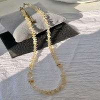 Ensemble collier et bracelet vintage en éclats de cristal naturel irréguliers, quartz rose, aigue-marine, citrine, bijoux en pierres précieuses de guérison, or 18 carats