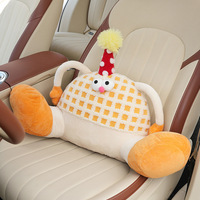 Coussin de voiture portable en peluche monstre de dessin animé mignon, haute qualité, luxueux, ajustement universel, accessoires intérieurs, jaune/bleu/rose