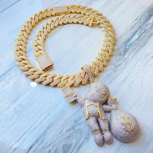 Joyería Hip Hop, Colgante Personalizado con Diamantes de Imitación Coloridos, Diseño de Niño Calvo con Dólares - Product Image 2