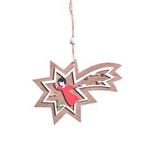 Juego de adornos artesanales de madera para árbol de Navidad, con estrellas en 3D, campanas, ángeles y estrellas fugaces para la decoración del árbol de Navidad - Product Image 5