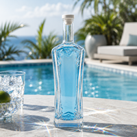 Bouteille de vin en verre à bordure gaufrée de 750 ml, bouteille rectangulaire en verre transparent, adaptée à l'emballage de la vodka et du brandy