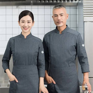 Logo personalizzato <span class=keywords><strong>da</strong></span> uomo ristorante <span class=keywords><strong>donna</strong></span> Hotel Cafe cooker cucina Unisex uniforme <span class=keywords><strong>da</strong></span> lavoro manica lunga cappotto <span class=keywords><strong>da</strong></span> Chef giacca <span class=keywords><strong>da</strong></span> Chef - Product Image 2