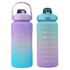 ขวดน้ำไล่เฉดสีขนาด 64 ออนซ์ พร้อมตัวบอกเวลาและหลอดดูด ปราศจากสาร BPA ป้องกันการรั่วซึม ขวดน้ำพร้อมคำให้กำลังใจ - Product Image 1
