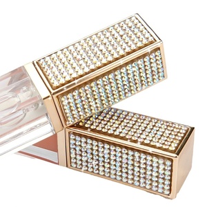 Brillo de labios brillante con tapa de diamante dorado personalizado, caja de embalaje con tapa abatible, venta al por mayor, brillo de labios vegano con etiqueta privada a granel - Product Image 3