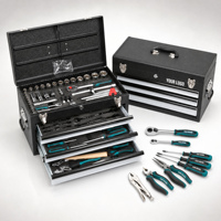 Boîte à outils métallique portable de 99 pièces avec clé à douille de 1/4 et 1/2 pouce et embout de tournevis cruciforme pour les réparations sur site