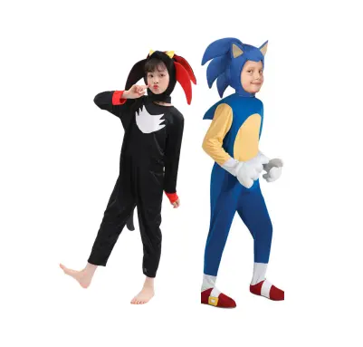 2022 Kids Cute Super Sonic Movie Costume Performance Black Blue Sonic Costume