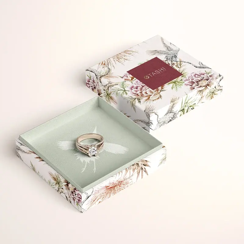 Caja de cartón de lujo para regalo, embalaje de joyería con cintas