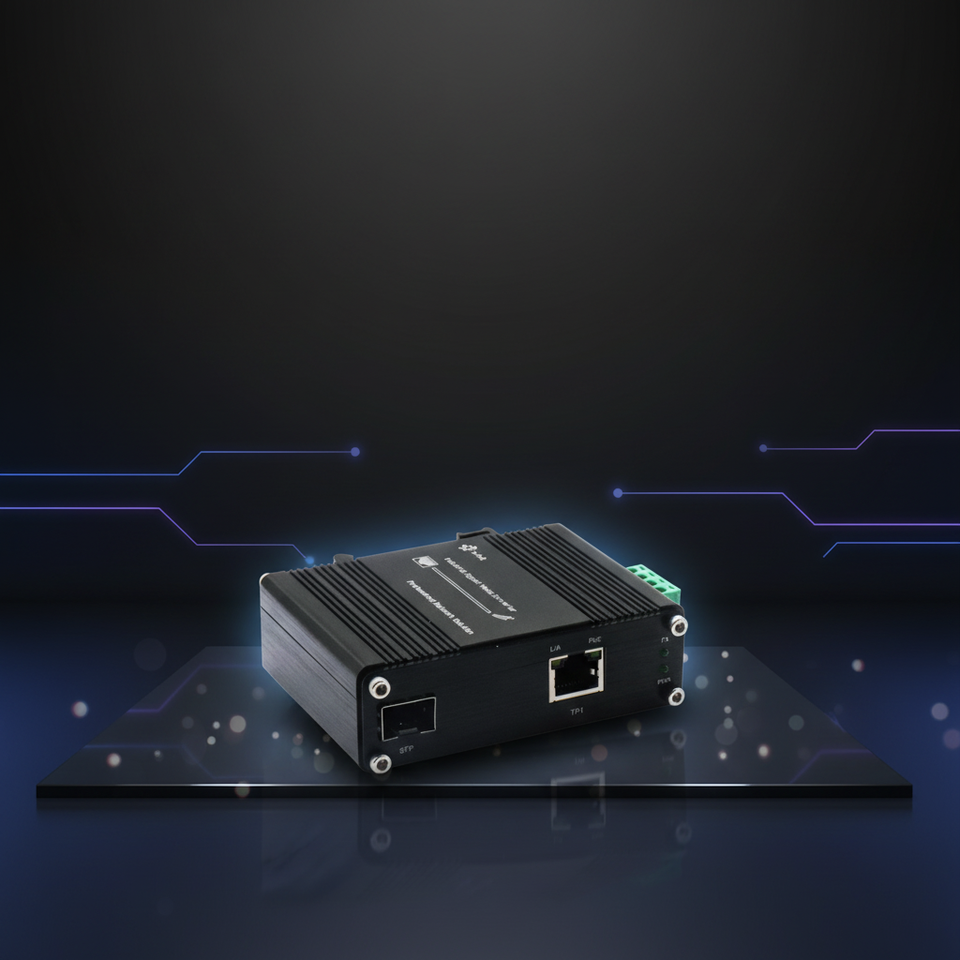 Elink Mini Industrial 1-Port 100/1000X SFP to 1-Port 10/100/1000T 90W PoE++ Media Converter LNK-IMC3012P90-SFP