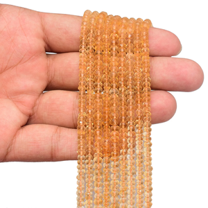 AAA Citrine 3mm-4mm Gemstone Faceted Rondelle Beads Natural Honey Citrine Semiprecious Gemstone <b>Hand</b> Cut Loose Beads For Jewelry - Product Image 2