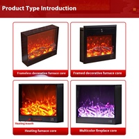 Cheminée électrique en acier de qualité hôtelière Simulation LCD Feu Tenture murale Brûleur artificiel à LED Flamme intérieure Décoration électrique