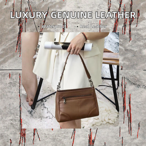 Bolso de Mano de Cuero Genuino de Lujo para Mujer, con una Sola Correa, Resistente al Agua, Estilo Urbano, con Asa Superior, Cierre de Cremallera, Portátil - Product Image 2