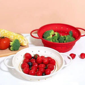 Panier de lavage pliable rond en silicone pour légumes, fruits et pâtes, idéal pour la vente en gros domestique - Product Image 4