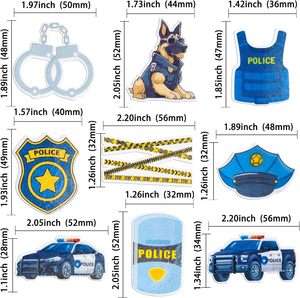 Adornos Comestibles para Cupcakes con Forma de Helicóptero, Coche, Perro, Insignia y Uniforme de Policía, Decoraciones para Pasteles de Fiesta de Cumpleaños con Temática Policial - Product Image 2
