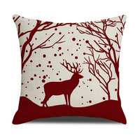 Housse de coussin de Noël rouge personnalisée YINUAN, motif forêt festive, flocons de neige, rennes, fermeture éclair, décorative, pour canapé