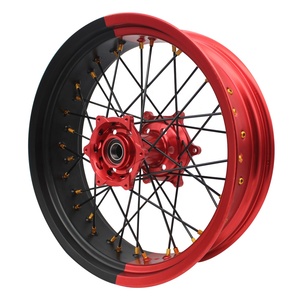 Juego de Ruedas Delanteras y Traseras para Motocicleta, de Aluminio Anodizado, Doble Color, CNC, Supermotard, Supermoto - Product Image 5