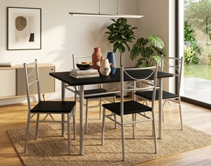 Set <span class=keywords><strong>da</strong></span> Pranzo Personalizzabile OEM/ODM con 4 Sedie, <span class=keywords><strong>Tavolo</strong></span> Minimalista Convertibile in Legno per Casa e Hotel - Product Image 2