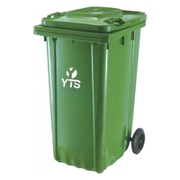 Poubelle à roulettes en HDPE de 240 L, bac à déchets mobile carré ouvert pour la collecte commerciale, le jardin et la rue