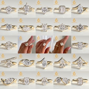 Anillo de compromiso marquesa holandesa de moda, oro, 1 a 5 quilates, diamante cultivado en laboratorio, anillo de boda para mujer, pavé grueso, halo oculto - Product Image 3