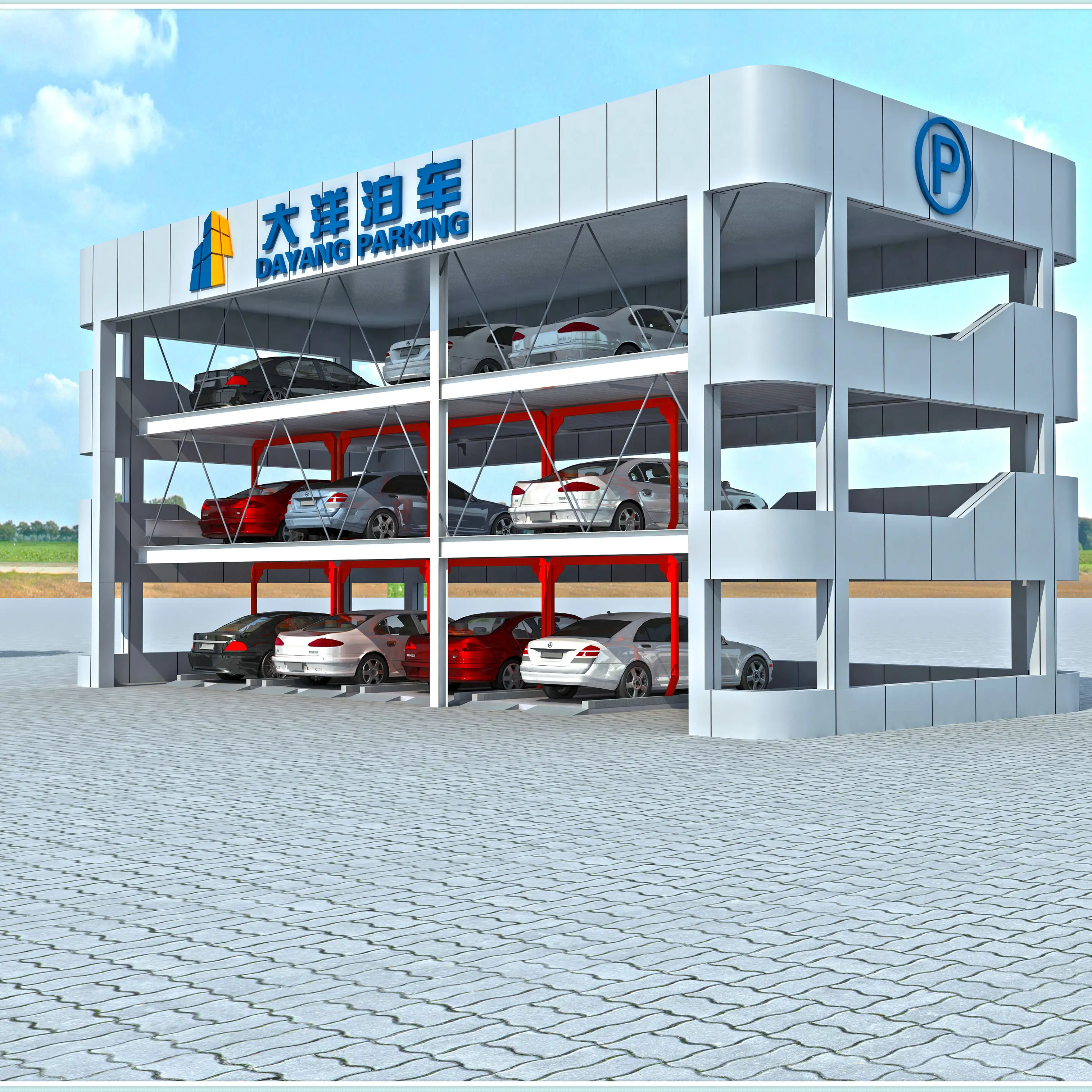 Rotary Verticale Horizontale Lifting Auto Garage Half-Geautomatiseerde Mechanische Parking System