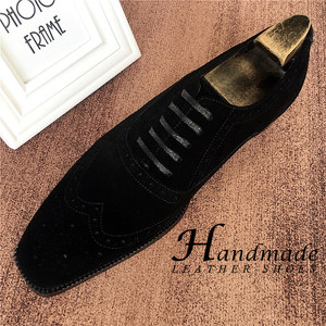 Zapatos Oxford de hombre, de cuero retro, gamuza morada, transpirables, bordados, formales, casuales, impermeables y ligeros. - Product Image 5