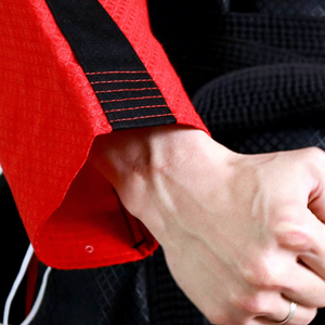 OEM Custom Taekwondo Uniform Black Red Lightweight Cotton Martial Arts Training Competition Suit for Men - Product Image 4