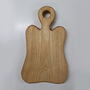 Planche à découper en teck massif, asymétrique, en forme de cloche, avec poignée en boucle - Product Image 1