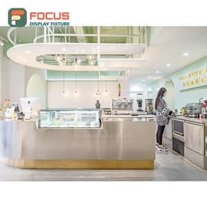 High Capacity Cafe Service <b>Counter</b> Tempered Glass Panel Cup Lid Condiment Zone Front Service <b>Counter</b> - Product Image 6