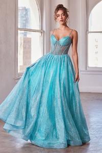 Kolsuz şeffaf korse Ballgown Glitter uzun A-Line pırıltılı balo elbisesi Sheer pullu korse ile - Product Image 2