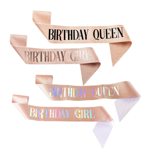 Ceinture de fille d'<span class=keywords><strong>anniversaire</strong></span> pour femmes, rose satin, argent, paillettes, décorations de fête de princesse d'<span class=keywords><strong>anniversaire</strong></span>, fournitures de fête d'<span class=keywords><strong>anniversaire</strong></span> pour femmes - Product Image 1