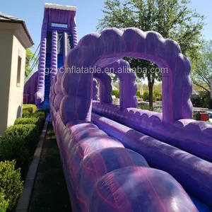 गुआंगज़ौ बड़े inflatable 40ft बैंगनी पानी स्लाइड वयस्क के लिए विशाल inflatable पानी स्लाइड
