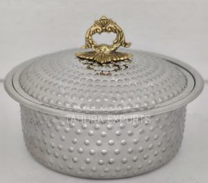 Cazuela martillada de acero de alta calidad con acabado plateado, calentador de alimentos para restaurantes de Hotel en casa - Product Image 4