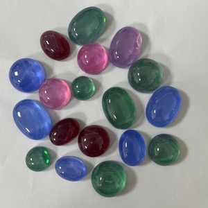 พลอยสังเคราะห์ทรงรีแบบหลวม คัตติ้งแบบคาโบชอง สีเขียว ชมพู แดง น้ำเงิน รูปดาว - Product Image 5