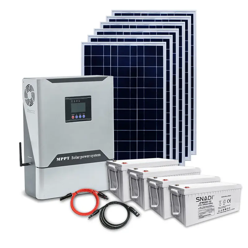 Dalga saf ev için lityum iyon batarya kiti ile komple kapalı ızgara tüm bir invertör hibrid kiti panelleri ev güneş enerjisi sistemleri