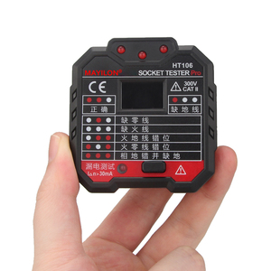 Testeur de prises et de fiches HT106 pour Royaume-Uni, UE, États-Unis avec écran LCD et test GFCI - Product Image 4