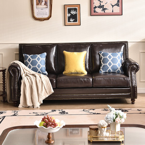 Sofá de Cuero Estilo Francés, Diseño Recto, Tapizado, Muebles para Sala de Estar - Product Image 3