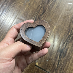 Scatola Porta Anelli in Legno a Forma di <span class=keywords><strong>Cuore</strong></span> con Coperchio Trasparente, Porta Anelli in Legno per Proposta di Matrimonio - Product Image 5