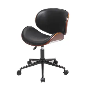 Офисный хромированный стул для конференц-зала 2023 классический регулируемый по высоте США из бентовой кожи коммерческий 360 градусов Поворотный Черный