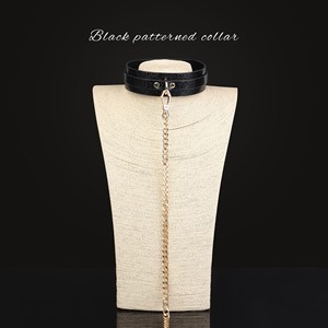 <strong>Adult</strong> SM Leather <strong>Collar</strong> with Traction Metal Chain for Women Sexy Slave BDSM Leather Choker Necklace - Product Image 3