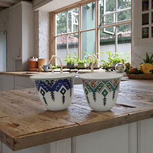 Tazze in ceramica fatte a mano senza manico porcellana arabica tazza di <span class=keywords><strong>caffè</strong></span> <span class=keywords><strong>Set</strong></span> 180ml sottili disegni geometrici e personalizzati - Product Image 6