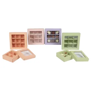 Custom 9PCS Chocolate Gift Box with Window, Pink Rigid Candy Box with Dividers for Party Favors - Product Image 5
