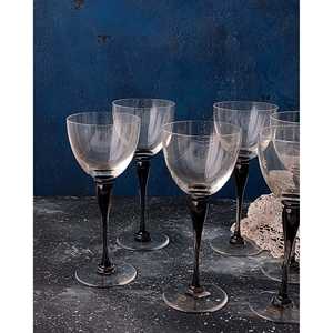 Verres à cocktail et à vin Campidelli faits à la main, design classique, ensemble de six pièces, en cristal Saint Louis, avec base fumée, pour desserts et vins - Product Image 2