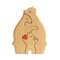 Hot Home ours en bois décoration de bureau bricolage câlin ours trois ours famille Puzzle cadeaux