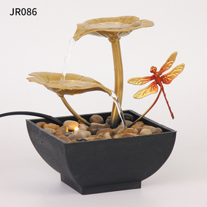 <b>Small</b> Water Fountain With Dragonfly And Lotus Leaves For Living Room <b>Desk</b> Decor JR086 - Product Image 1