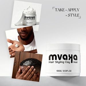 Etiqueta privada MVAKA Pasta de estilo natural Volumen de retención fuerte y textura Cera de arcilla para el cabello mate para hombres - Product Image 3