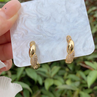 Boucles d'oreilles pendantes en cuivre zircon plaqué or 18 carats, 1 paire élégante style vintage dame géométrique en forme de coeur incrusté