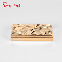 Palette d'ombres à paupières carrée de luxe en plastique avec logo personnalisé, étiquette privée, emballage OEM brillant doré