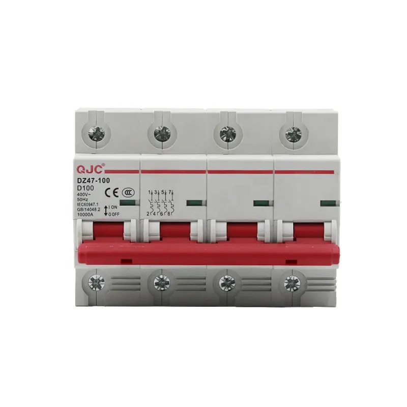 QJC High Quality DZ47-100 4 Pole 100A 400V Miniature Circuit Breaker / MCB